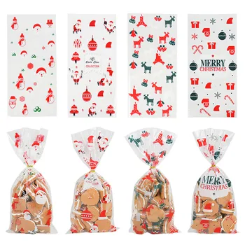 

50pcs Christmas Plastic Bags Baking Packaging Bag Xmas Santa Claus Gift Bags Cookie Candy Bag for 2021 Navidad Noel Natal