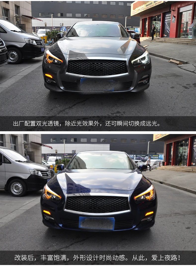 Автомобильный Стайлинг для Infiniti Q50L фары- для Q50L полный светодиодный налобный фонарь светодиодный DRL спереди bi-ксеноновая линзы двойной луч