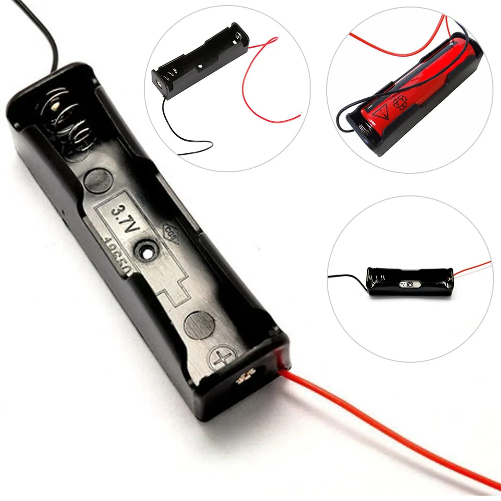 10 х Пластиковый Чехол для батареи держатель для 18650 батареи 3,7 V и провода черный