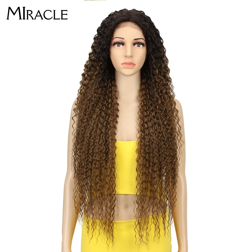 Благородные волосы синтетический парик кудрявый Высокая температура волокна волос 38 дюймов натуральный блонд синтетические парики на кружеве для черных женщин