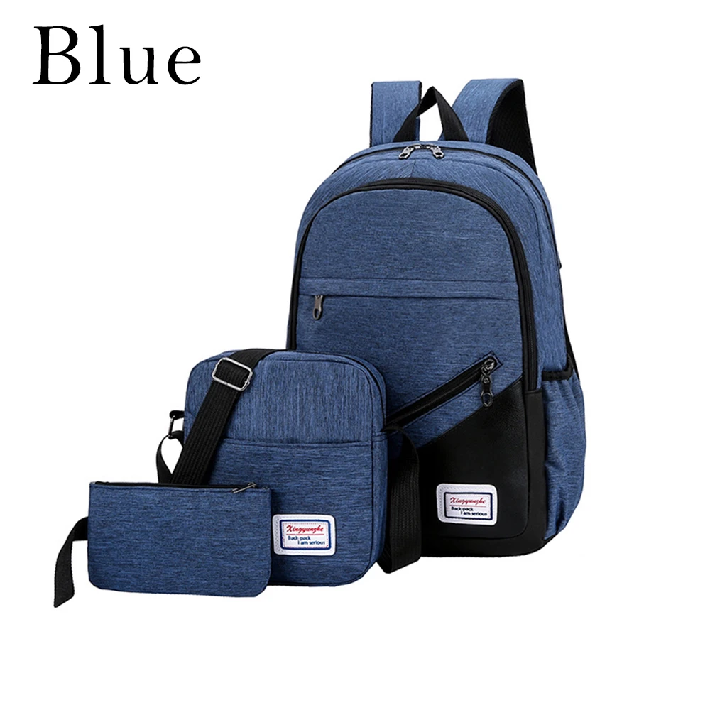 USB Charging Canvas Backpack 3 Pcs/set Women School Backpacks Schoolbag For Teenagers Man Student Book Bag Boys Satchel