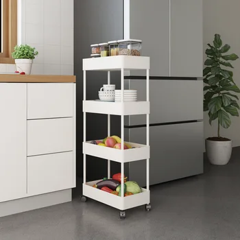 

22cm Wide floor mounted multi-layer mobile storage side slit trolley kitchen refrigerator slot storage shelf kitchen organizer