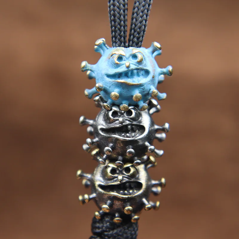 

Cartoon Virus Model Lanyard Pendant Brass DIY Paracord Knife Beads Accessories EDC Punk Rock Man Umbrella Rope Bracelet Charms
