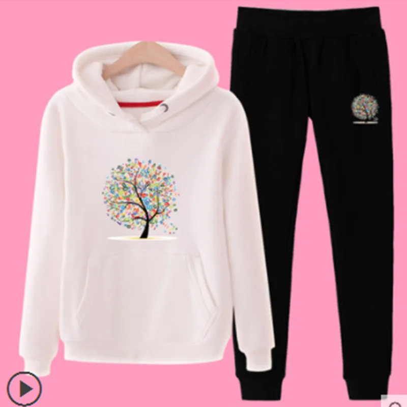 Style 5 White Комплект из 2 предметов, женская одежда, Chandal Mujer 2 Piezas, для бега, Femme, мультяшный принт, толстовка, штаны, спортивные костюмы, женский спортивный костюм - Цвет: Style 5 White