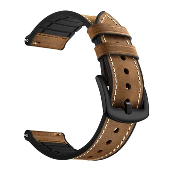 

BEAFIRY Silicone + Cowhide Leather 20mm 22mm Watch Band Quick Release strap Watchbands Waterproof Compatible with Samsung Huawei