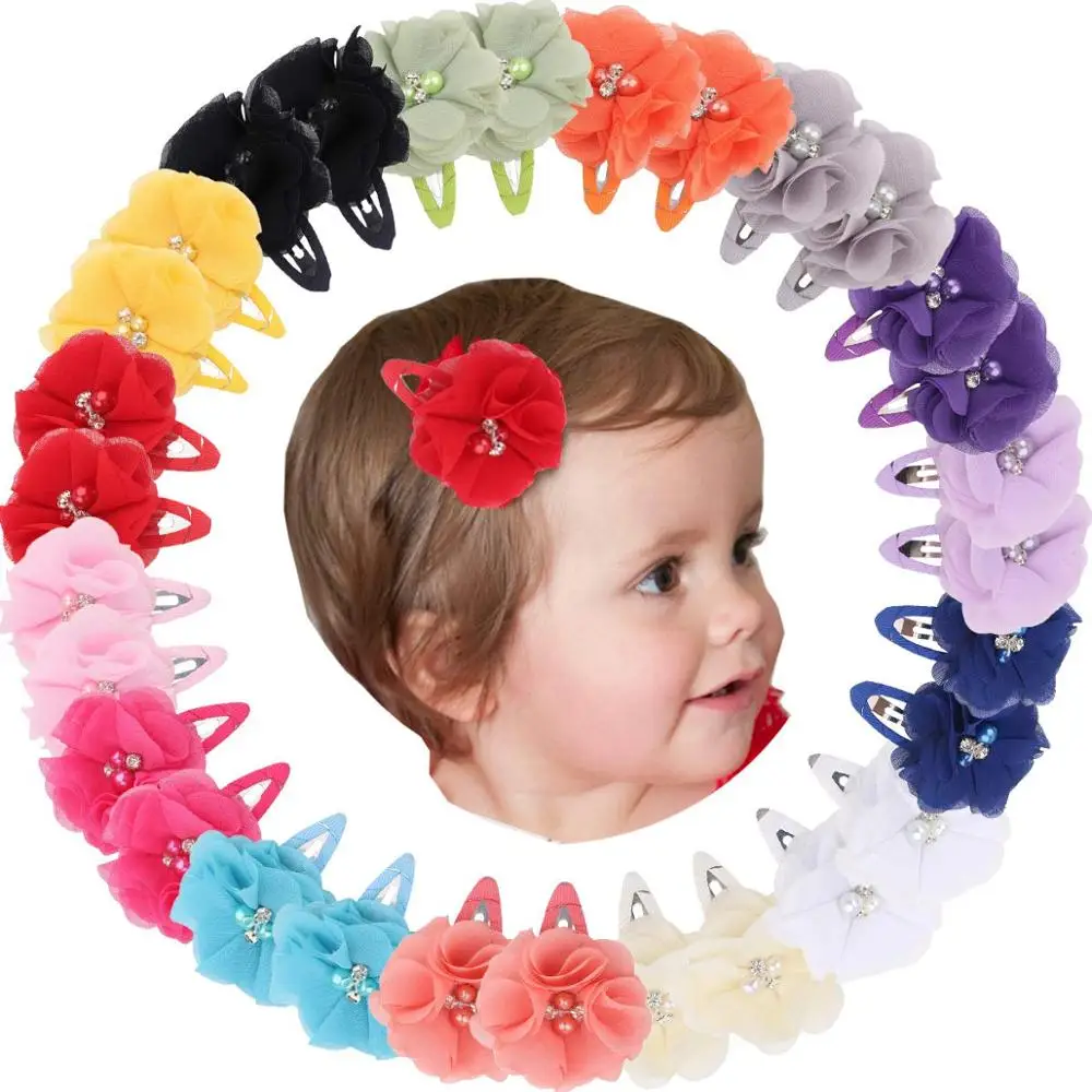 30 pinzas para el pelo de flores de gasa, pasadores para el cabello con