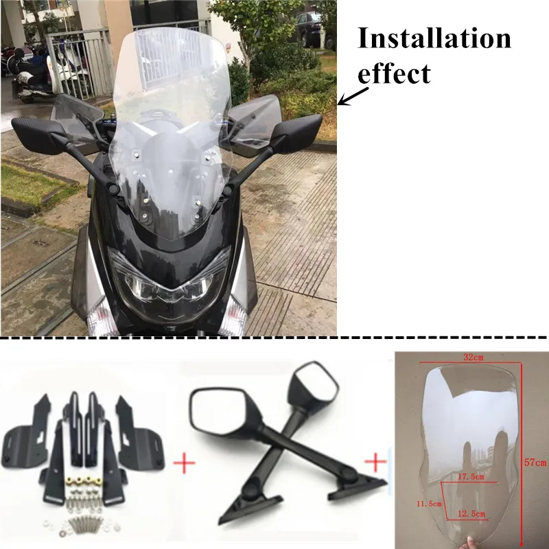 C mirror clear18 Модифицированный мотоцикл nmax Регулируемый pc лобовое стекло ветровое стекло дефлектор ветровые экраны щит для YAMAHA nmax155 nmax 155 - Color: C mirror clear18