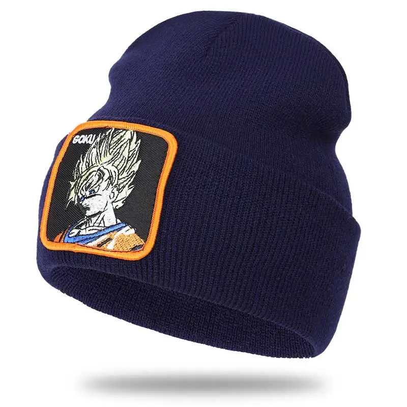 Navy1 Dragon Ball Z Goku Мужская s Skullies зимняя Круглая Шапочка без полей вязаные зимние теплые чулки шапка маска для улицы Лыжная шапочка для мужчин - Цвет: Navy1