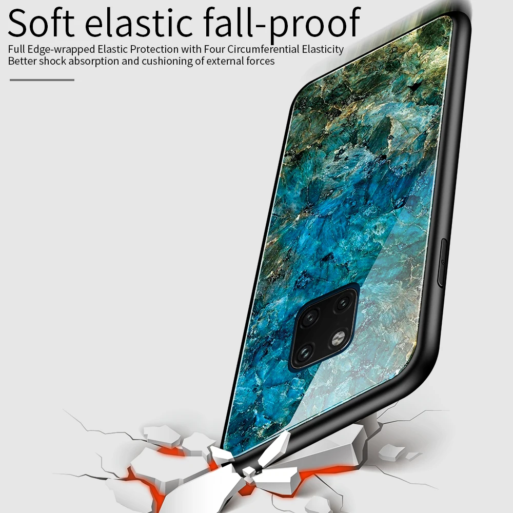 OTAO чехол из закаленного стекла с градиентом для huawei mate 30 20 Pro P30 P20 Lite, Мраморная задняя крышка для Honor 20 10 9X, чехол из ТПУ, бампер