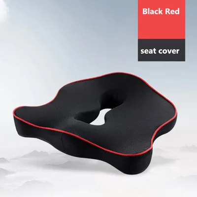 Автомобильный подголовник u-образная подушка Memory Foam Авто интерьерное сиденье для шеи, поддержка поясницы, протектор сиденья, подушка, аксессуары - Цвет: black red cushion