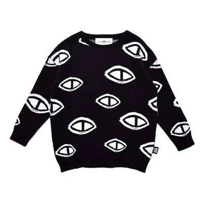 Black Top Г. Комплекты вязаных свитеров с надписью «Little Man Happy» модный детский брендовый комплект зимней одежды для малышей с принтом в виде губ и глаз - Цвет: Black Top