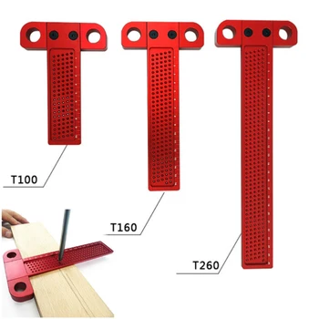 

Woodwork Type T-Type Metal Ruler Hole Transcribe Wood Cross Measuring Tool Optional Types T-100 160 260
