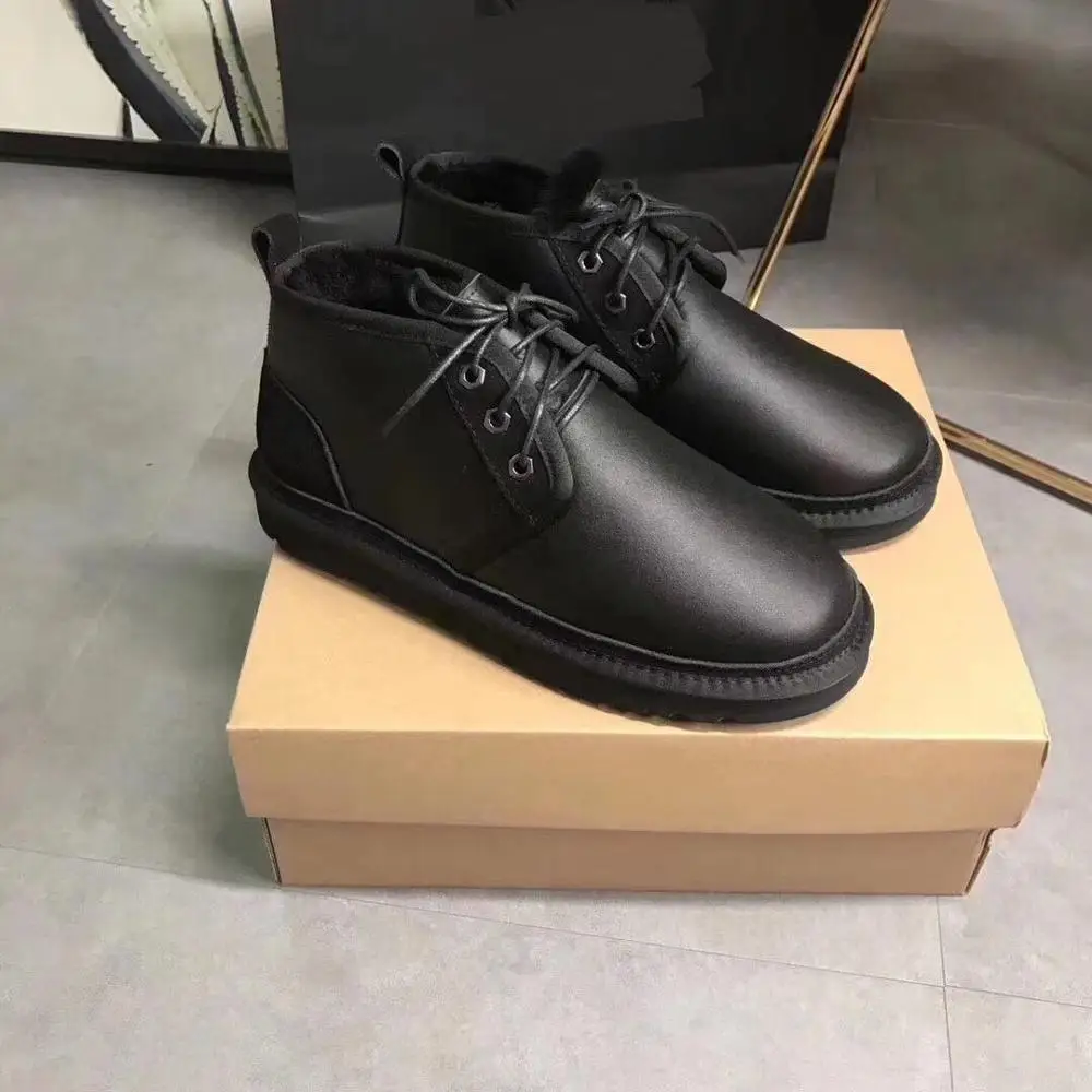 

2019 Europe's highest quality snow boots, real sheepskin, 100% natural wool, the latest lace up men's shoes, free delivery.