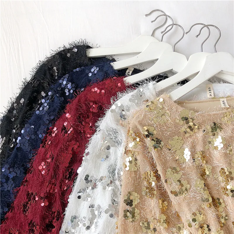 Neploe Blingblilng женские платья с блестками, с кисточками, в стиле пэчворк, с длинным рукавом, в Корейском стиле, Vestidos, Осень-зима, тонкий галстук-бабочка, платье 55937