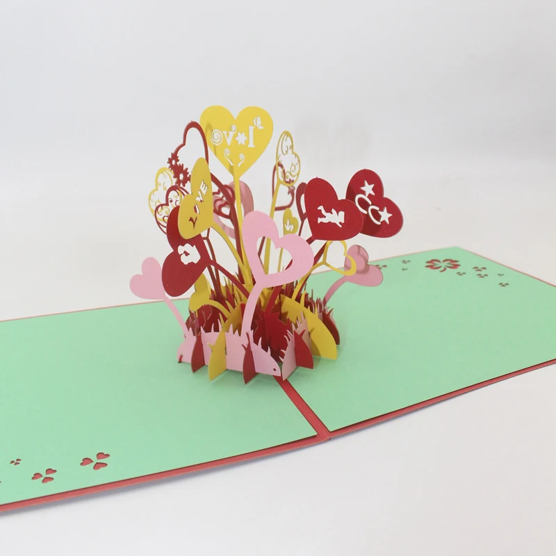  3D Handmade Mix Color Heart Lover Cluster Paper Invitation Greeting Cards Wedding Party PostCard Va - 4.00042E+12