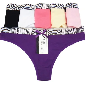 

6pcs/Lot Women Girls Cotton Solid Color Sexy G String Fashion Printed Underwear Soft Thongs Low-Rise Panties