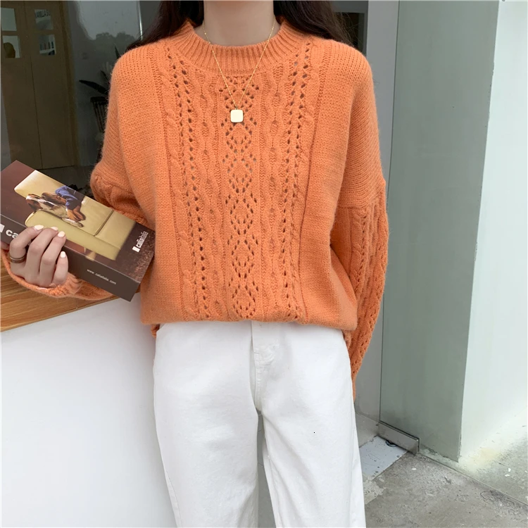 Свитер свободного кроя корейские модные женские вязаные свитера большого размера Женский пуловер