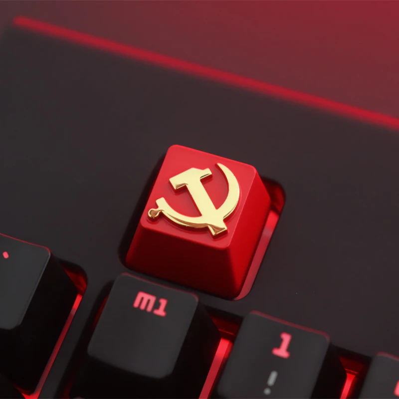  1 PCS Communist Party or Pentagram Personalized Embossed Zinc Aluminum Metal Keycap Mechanical Keyb