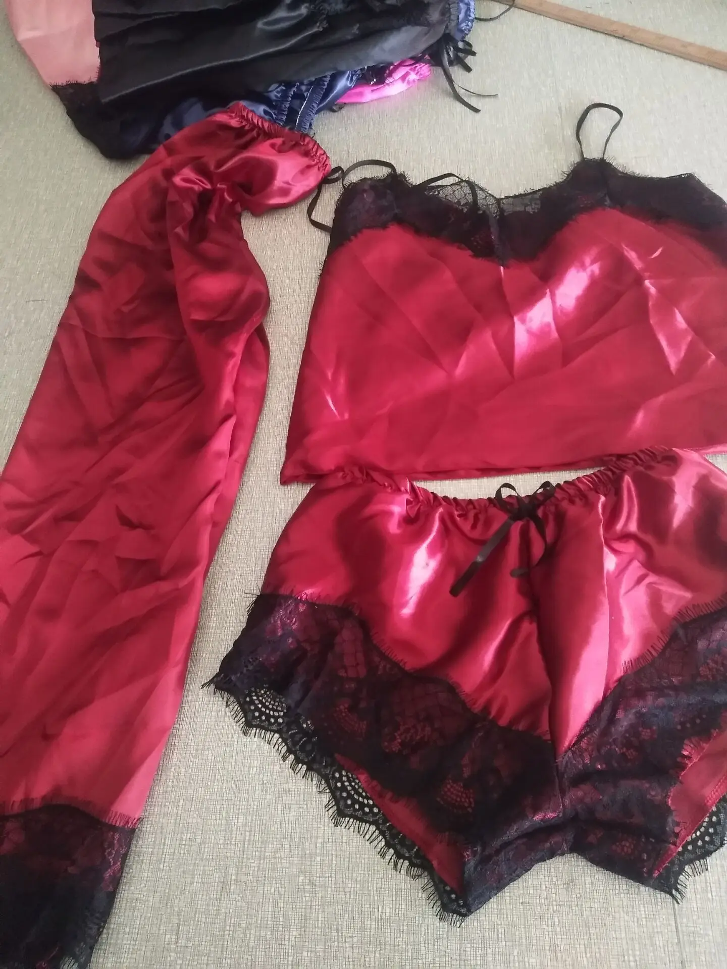 Фуксия Женское атласное кружевное Сетчатое нижнее белье Babydoll ночная рубашка шорты пижамы - Цвет: Фуксия