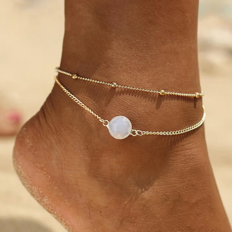 Bohemia Female Double Layer Anklets Foot Jewelry Leg on Ankle Bracelets for Women A039 | Украшения и аксессуары