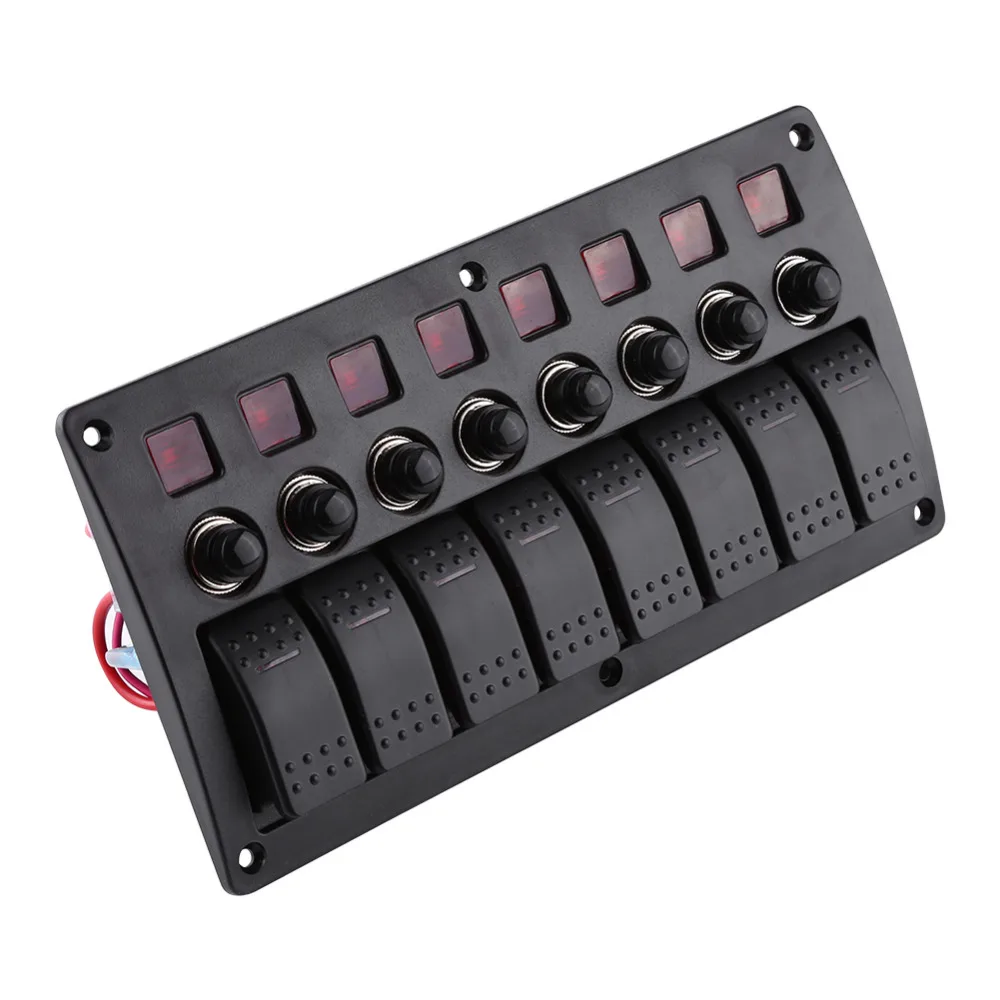 8 Gang 12 V-24 V светодиодный кулисный переключатель Панель& PCB плата защиты от перегрузки для авто морской лодки RV