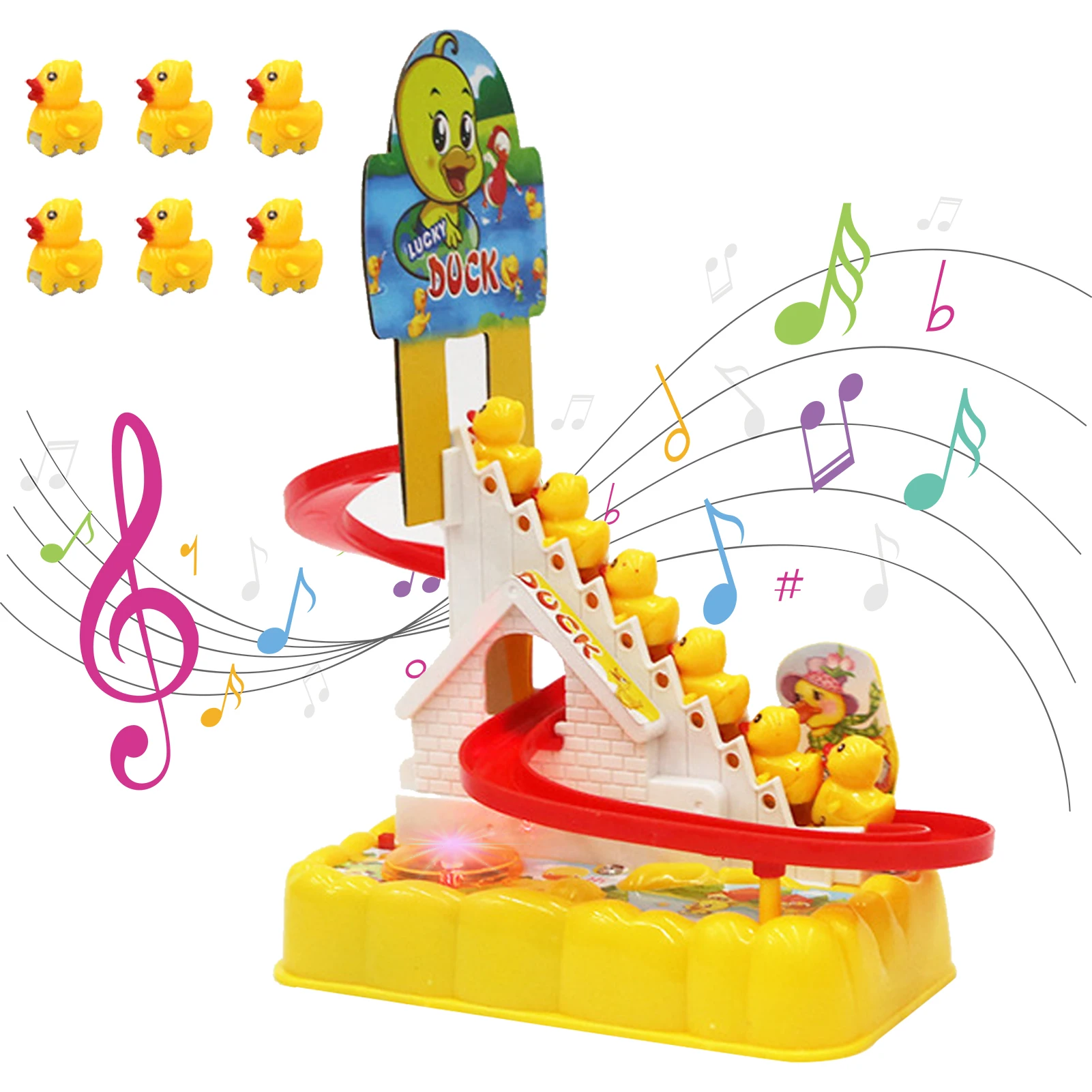 New Track Toy Climb Stairs Children Kids Classic Cartoon Ducks Roller Coaster Toy Set Electric Music Light Birthday Gift 3 New Track Toy Climb Stairs Children Kids Classic Cartoon Ducks Roller Coaster Toy Set Electric Music Light Birthday Gift 3