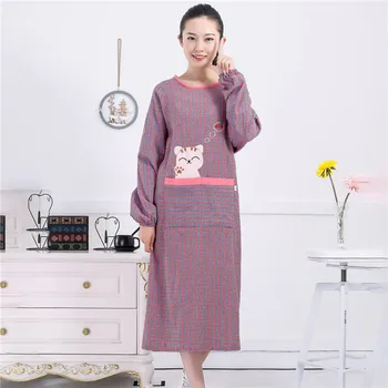 

Lengthen blouse long-sleeved cotton home body Korean kitchen oil-proof men and women apron plus fertilizer