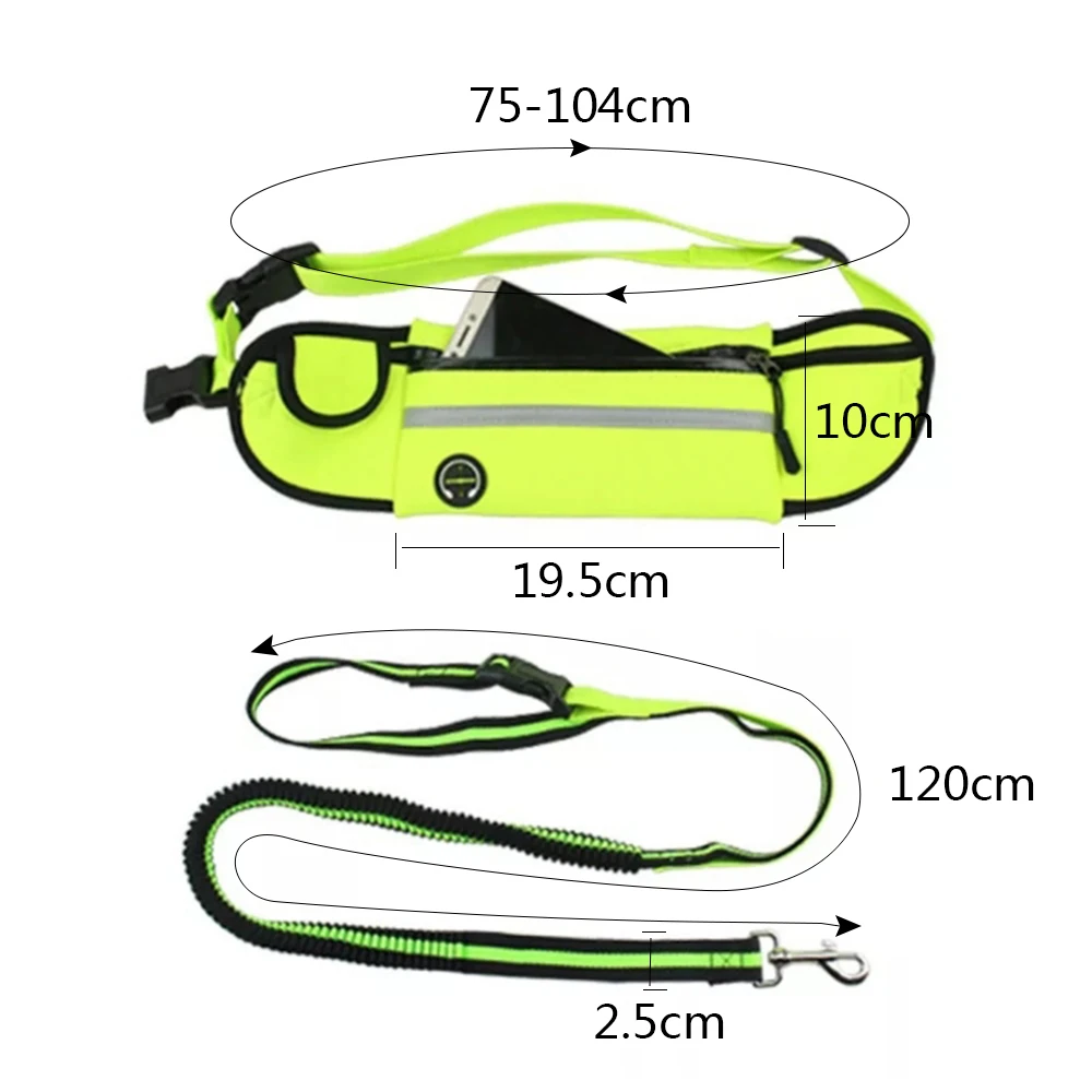 Pet Dogs Harness Collar Nylon Elasticity Freely Reflective Dogs Walking Running Training Leash With Adjustable Waist Belt Rope