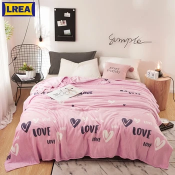

LREA плед coral Fleece Blanket pink lovingheart super warm soft throw winter on Sofa Bed Plane Travel bedspreads sheets BLANKETS