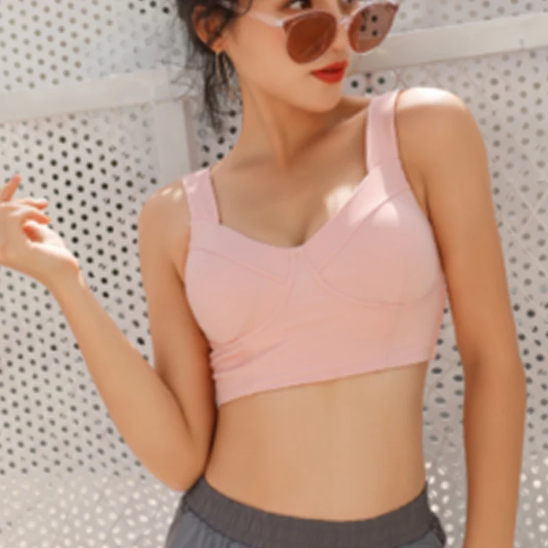 Бесшовный Gymwear эластичный тренировочный женский сексуальный бюстгальтер для тренировок с высокой поддержкой пуш-ап для йоги, нижнее белье для активного отдыха Быстросохнущий бюстгальтер - Цвет: FenHongSe
