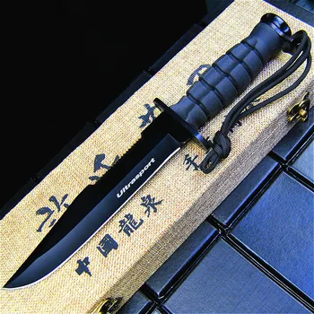 

SR G10 black fiber handle tactical straight knife black sharp hunting knife diving knife + nylon sleeve