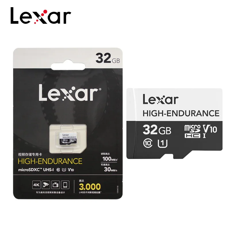 Lexar высокая выносливость Micro SD карты 128 Гб 64 Гб оперативной памяти, 32 Гб встроенной памяти SDHC карта памяти SDXC карта TransFlash карты Microsd карты для контроля 4K HD видео