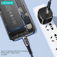 USAMS PD 20W Type C To Lightning Cable for iPhone 12 Mini Pro Max 11 MAX PRO 8 PD 18W 20W Fast USB C Charging Data Cable for Macbook Pro