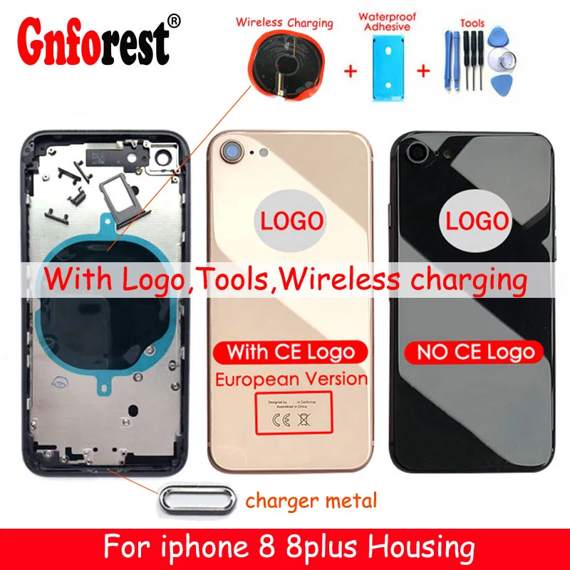 

for iphone 8 8g 8 plus back middle frame Chassis full housing Assembly battery cover body CE logo Wireless charging