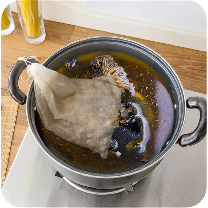 Description Picture 5 of item4 Sizes Pure Cotton Fine Mesh Nut Milk Strainer Reusable Yogurt Coffee Tea Juice Muslin Cheese cloth Bag Kitchen Accessories