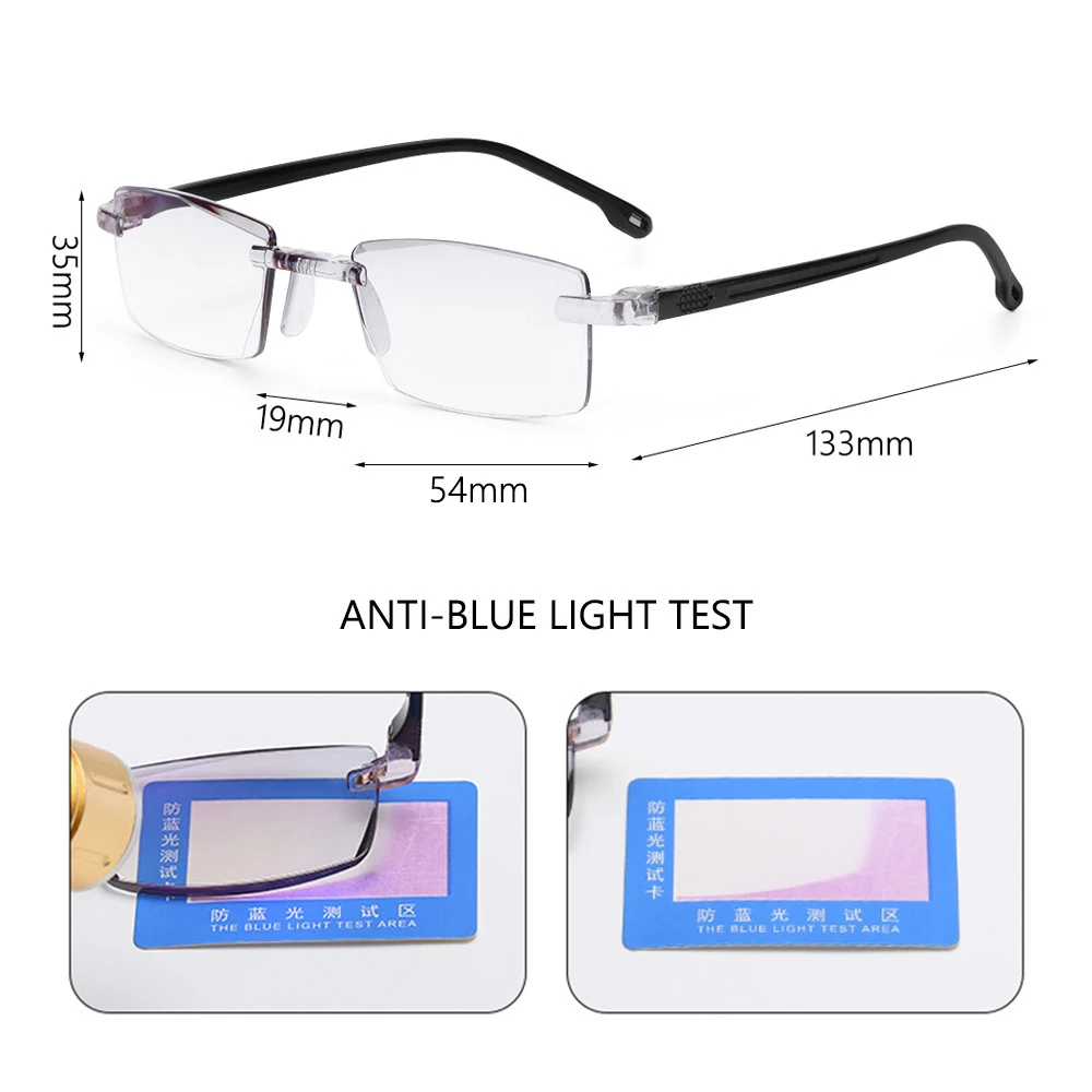 1,0-+ 4,0 мужские и женские ультралегкие очки для чтения без оправы с алмазной огранкой, защита от синего излучения, очки для пресбиопии