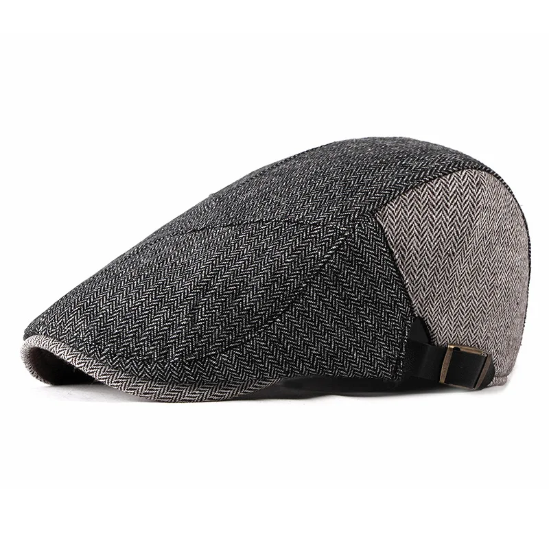 

NEW Casual Tweed Hats Men Autumn Winter Felt Berets Patchwork Flat Peaked Caps Women Vintage Cabbie Newsboy Hat casquette homme