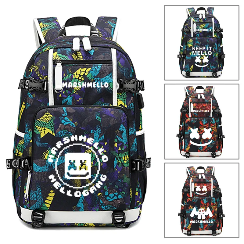 Keep it Marshmello DJ Smile рюкзак USB порт рюкзак сумка Змеиный узор Подростковая Студенческая школьная сумка дорожная сумка для ноутбука