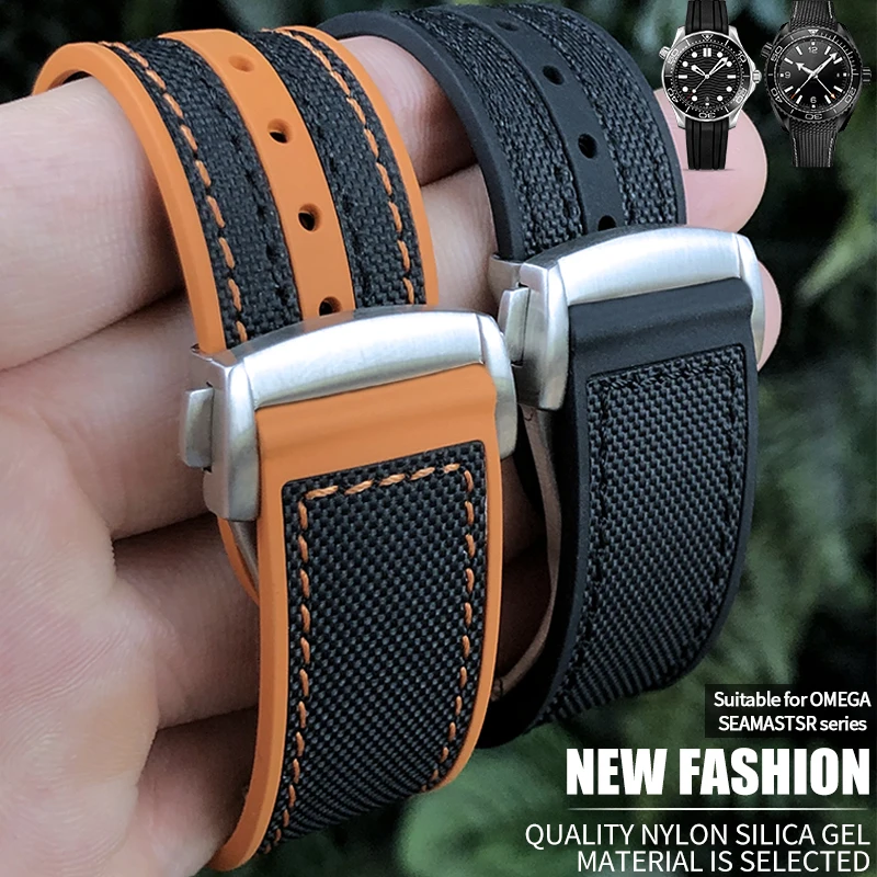 Nylon Fluorous Rubber Watch Band Fit 