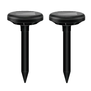

NEW-2Pcs Solar Mouse Repellent, Outdoor Ground-Inserted Ultrasonic Insect Repellent