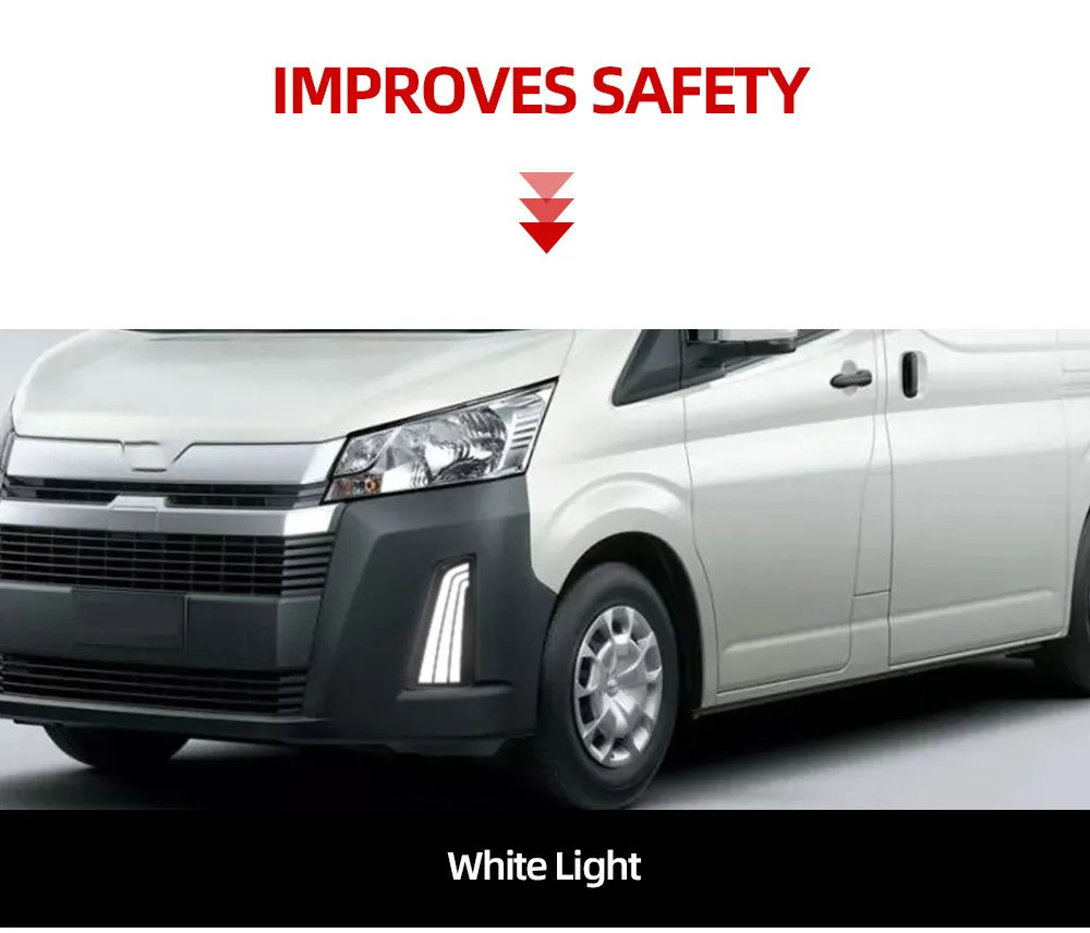 Автомобильный мигающий 2 шт. для Toyota NEW Hiace Автомобильный светодиодный DRL Дневной ходовой светильник, противотуманная фара, украшение с течением сигнала поворота