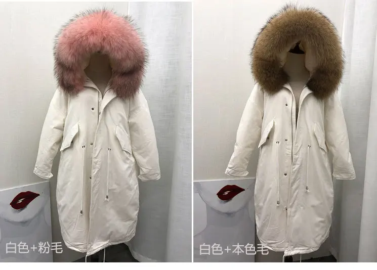 Прямые продажи от производителя, стиль, Южная Корея Dongdaemun, пуховик выше колена с большим меховым воротником, Женская Длинная свободная куртка