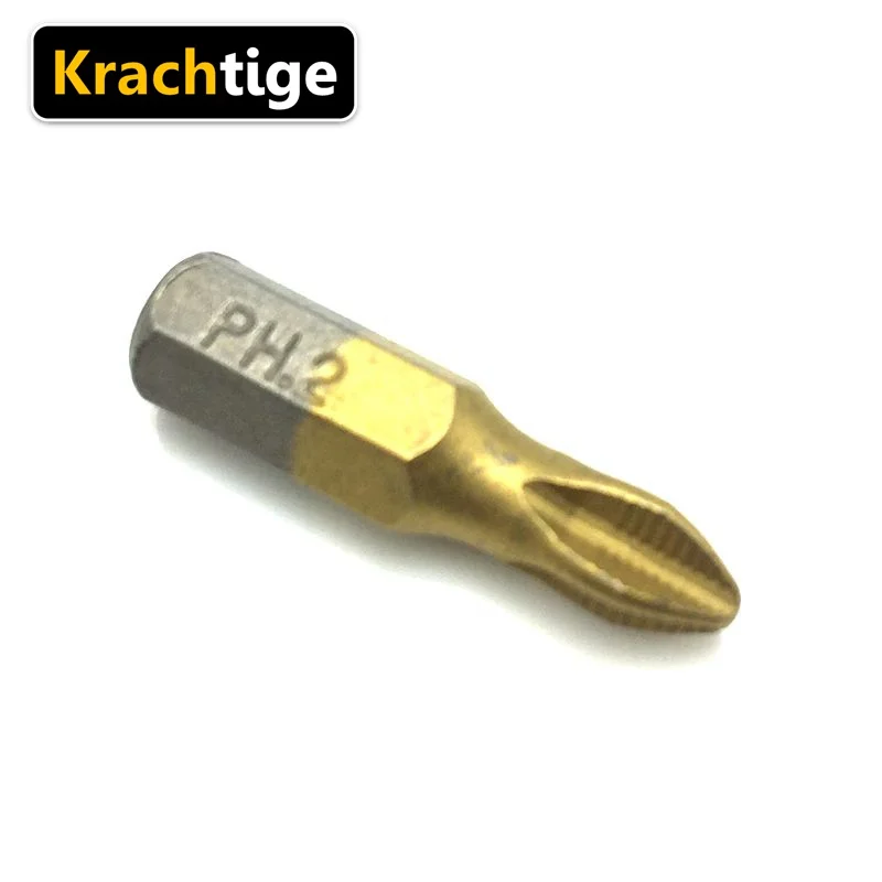 Krachtige 10 шт. 25 мм отвертка головка 1/4 &quotхвостовик анти скольжения PH2 титановое