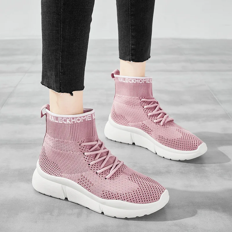 

Autumn New Style Fly Woven Breathable Flat Keel Thin Shoes Slip-on Elasticity WOMEN'S Casual Shoes High Shoes Student wa zi xie