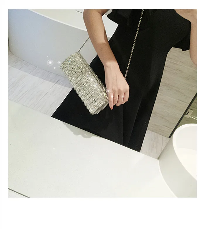 Silver Clutch Bag Women Party Shoulder Bag