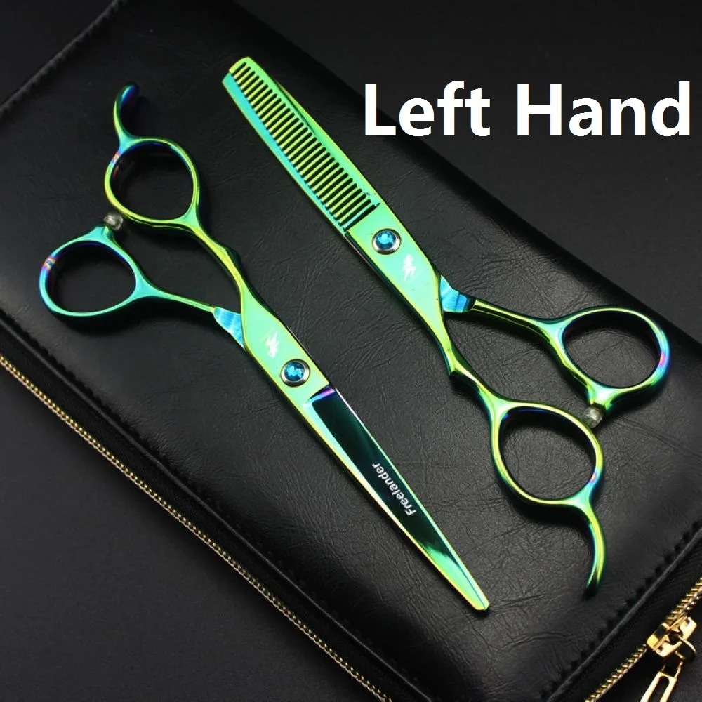 Freelander 6 inch Left Hand Hairdressing Scissors 440c Japan Steel Professional Barbershop Hair Cutting Thinning Scissors Set