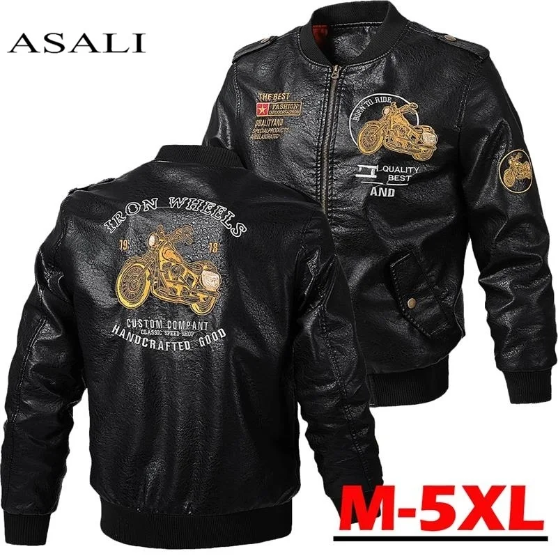 Beste Mannelijke Lederen Jas Slim Fit Jas Mannen Stand Kraag Jaqueta Pu Jassen Biker Jassen Casual Motorcycle Faux Fur S 5XL Jas fleece