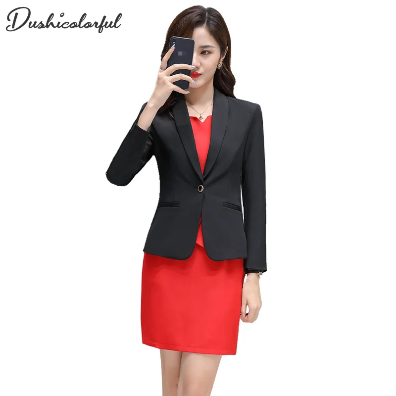 Red dress and black blazer Clearance