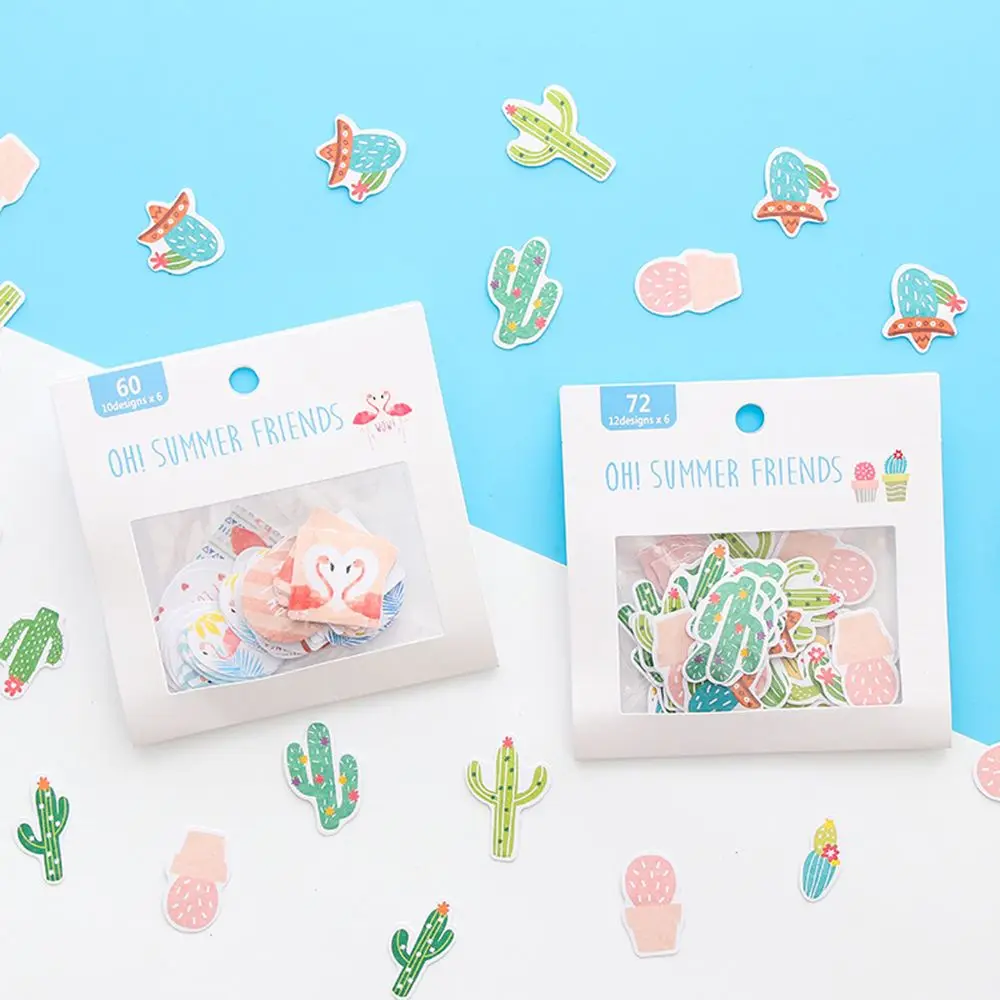 

Cute Cactus Flamingo Sakura Paper Sticker Cartoon Decoration DIY Diary Scrapbooking Label Stickers Stationery School Supplies