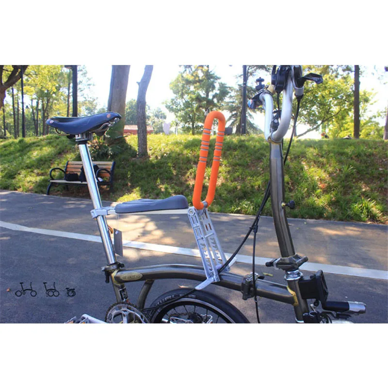 

New Folding Child safety saddle for Brompton folding bike seat quick release folding parent-child saddle air aluminum alloy